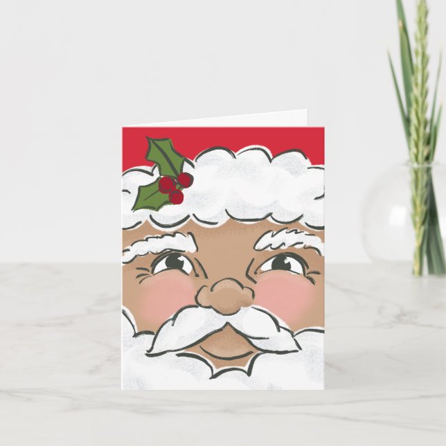 Illustriertes Niedliches Santa Face Foto Karte (Vorderseite)