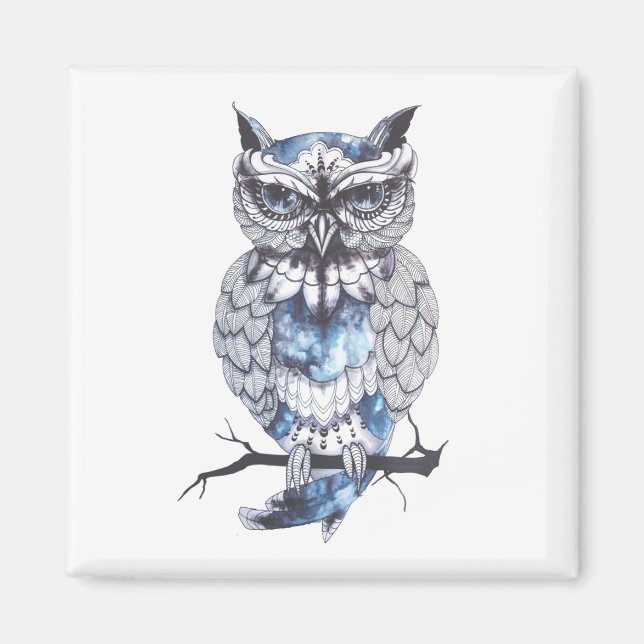 Illustriertes Owl Design Magnet (Vorne)
