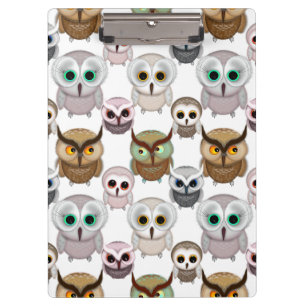 Illustriertes Owls-Muster Klemmbrett