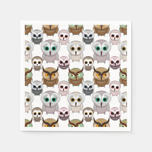 Illustriertes Owls-Muster Serviette (Vorderseite)