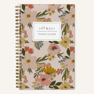 Illustriertes Personalisiertes Blumenblatt Notizbuch