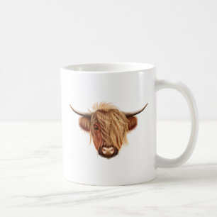 Illustriertes Porträt des Hochlandviehs Kaffeetasse