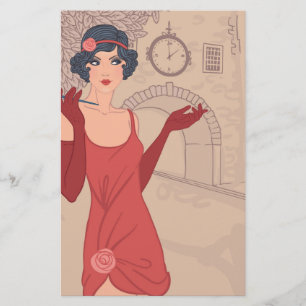 Illustriertes Prallplatten-Mädchen Briefpapier