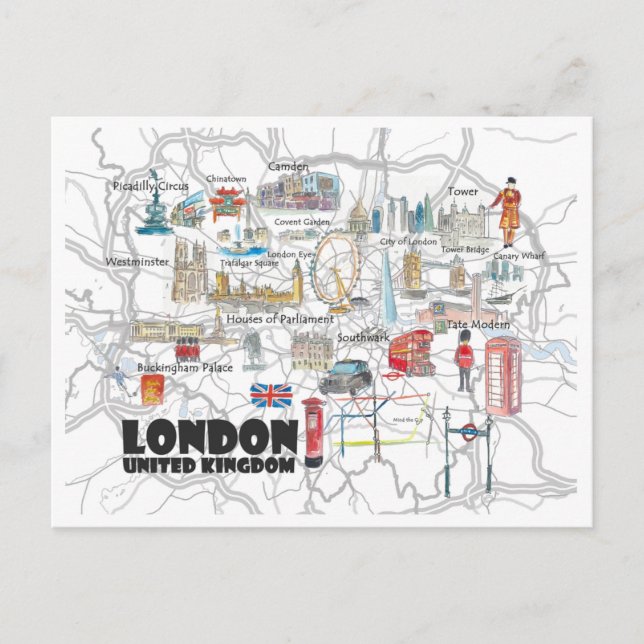 Illustriertes Reisen nach London Postkarte (Vorderseite)