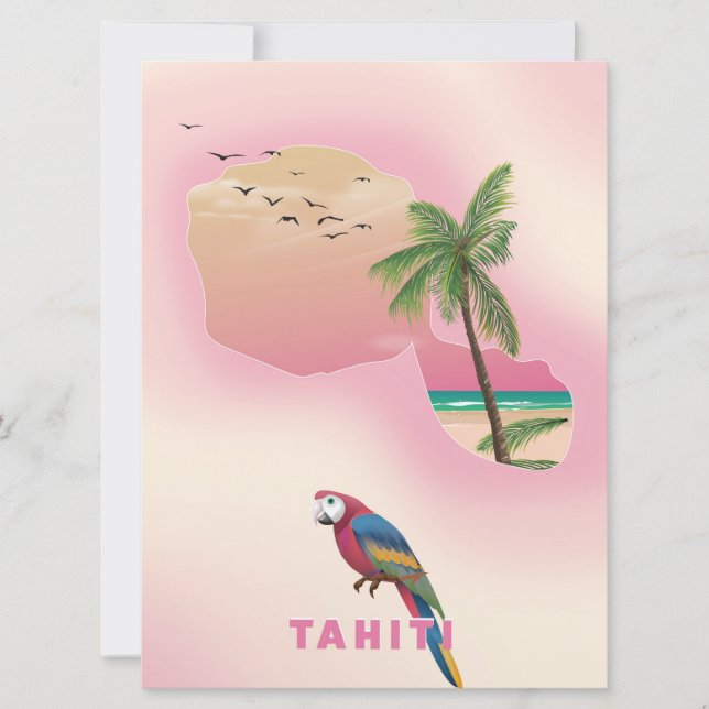 Illustriertes Reiseplakat von Tahiti Einladung (Vorderseite)