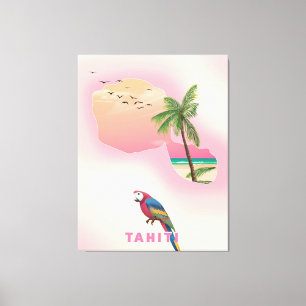 Illustriertes Reiseplakat von Tahiti Leinwanddruck