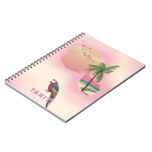 Illustriertes Reiseplakat von Tahiti Notizblock