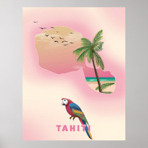 Illustriertes Reiseplakat von Tahiti Poster
