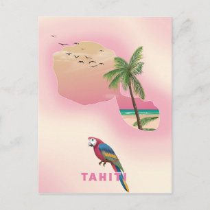 Illustriertes Reiseplakat von Tahiti Postkarte