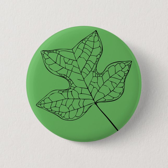 Illustriertes Tulip Tree Leaf Button (Vorderseite)