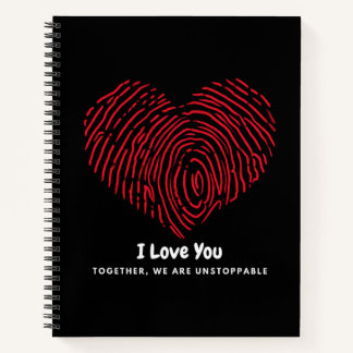 Ilove red fingerprint heart red Spiral Notebook Notizbuch
