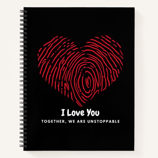 Ilove red fingerprint heart red Spiral Notebook Notizbuch (Vorderseite)