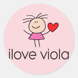 iLove Viola Lover Geschenk Runder Aufkleber