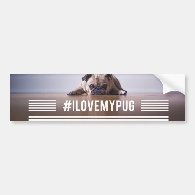 #ILoveMyPug hashtag Autoaufkleber (Vorne)