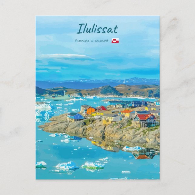 Ilulissat, Grönland - Eisbergstadt Postkarte (Vorderseite)