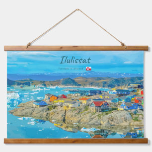 Ilulissat, Grönland - Eisbergstadt Wandteppich Mit Holzrahmen