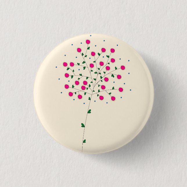 Ilustração Moderna e Radiante com Flores Rosa Button (Vorderseite)