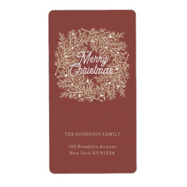 ilustración hojas abeto corona de Navidad rojo