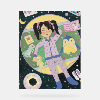 Ilustración Infantil: Niña en Universo Acrylschild
