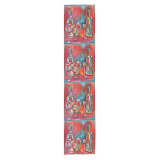 ILvino-Wein-Flaschen und Gläser Kurzer Tischläufer