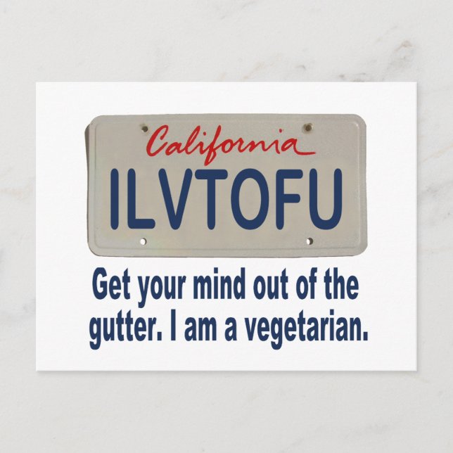 ILVTOFU California License Plate Postkarte (Vorderseite)