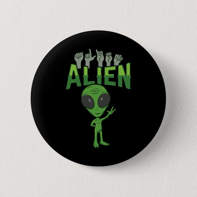 ILY Alien ASL Hand Gesture Deaf Hörverlust Aware Button (Vorderseite)