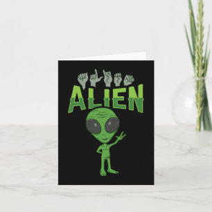 ILY Alien ASL Handgestik Gehörloser Hörverlust bew Karte