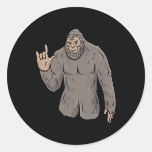 ILY BIG Foot ASL Hand Gesture Deaf Hörverlust Aw Runder Aufkleber