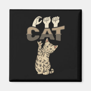 ILY Cat ASL Hand Gesture Deaf Hörverlust Awarene Magnet