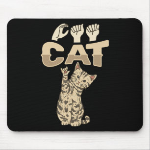 ILY Cat ASL Hand Gesture Deaf Hörverlust Awarene Mousepad