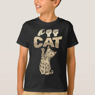 ILY Cat ASL Hand Gesture Deaf Hörverlust Awarene T-Shirt