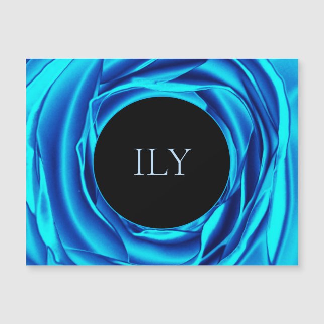 ILY Metallic Blue Rose Magnetkarte (Vorderseite)