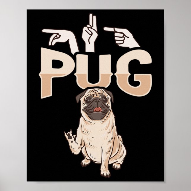 ILY Mops ASL Hand Gesture Deaf Hörverlust Awarene Poster (Vorne)