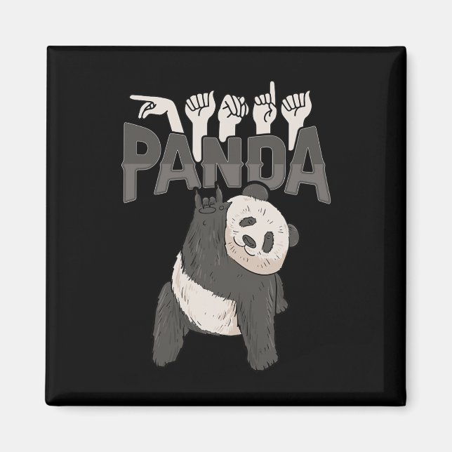 ILY Panda ASL Handgesture Deaf Hörschreckenwarenwa Magnet (Vorne)