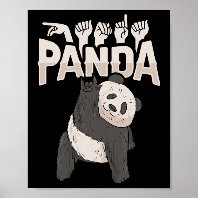 ILY Panda ASL Handgesture Deaf Hörschreckenwarenwa Poster (Vorne)