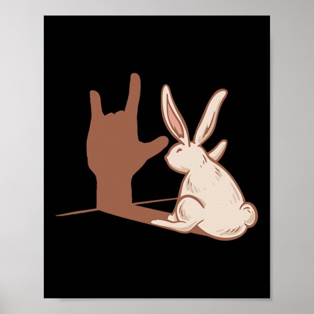 Ily Rabbit Asl Hand Gesture Deaf Hearing Loss Awar Poster (Vorne)