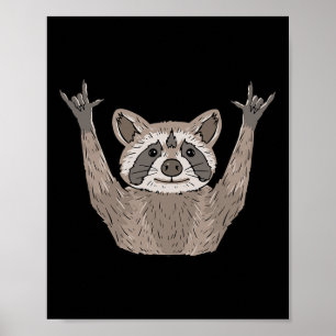 ILY Raccoon ASL Hand Gesture Deaf Hörverlust Awa Poster