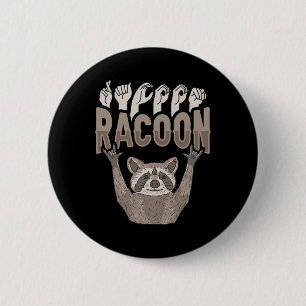 ILY Racoon ASL Hand Gesture Deaf Hörverlust Krieg Button