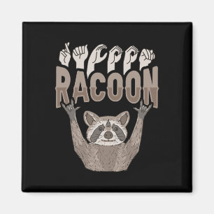 ILY Racoon ASL Hand Gesture Deaf Hörverlust Krieg Magnet