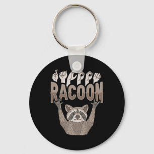 ILY Racoon ASL Hand Gesture Deaf Hörverlust Krieg Schlüsselanhänger