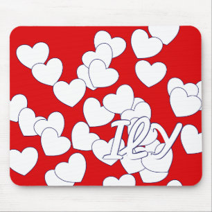 "ILY" rot-weiße Herzen zu sagen: "Ich Liebe dich" Mousepad