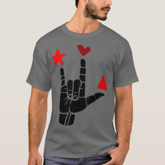 ILY signiert rote Formen ASL Zeichensprache Design T-Shirt