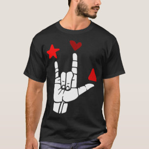 ILY signiert rote Formen ASL Zeichensprache Design T-Shirt