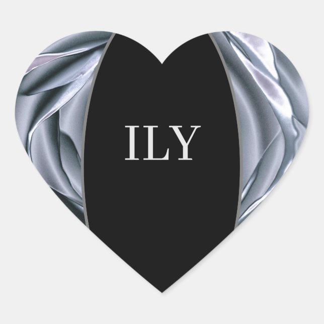 ILY Silver and Black Herz-Aufkleber (Vorderseite)
