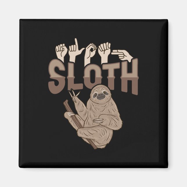 Ily Sloth Asl Hand Gesture Deaf Hearing Loss Aware Magnet (Vorne)