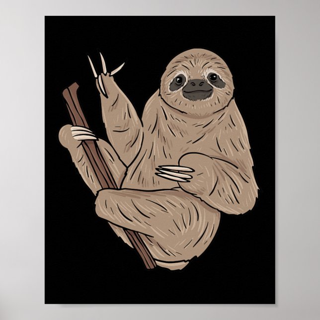 ILY Sloth ASL Handgesture Deaf Gehörlose Aware Poster (Vorne)