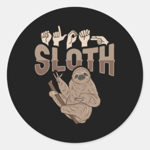 ILY Sloth ASL Handgesture Deaf Gehörlose Aware Runder Aufkleber