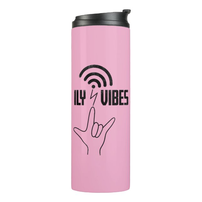 ILY Vibes - ASL Design  Thermosbecher (Nach links gedreht)