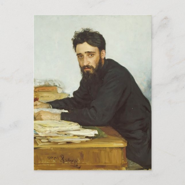 Ilya Repin - Portrait des Schriftstellers Vsevolod Postkarte (Vorderseite)
