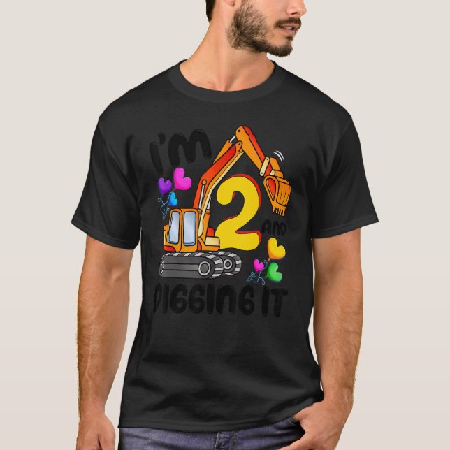 I'm 2 And Digging It 2 Years Boys 2nd Birthday Exc T-Shirt (Vorderseite)